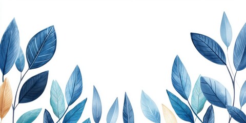 Elegant blue leaves arranged beautifully on a white background for a fresh and modern design.