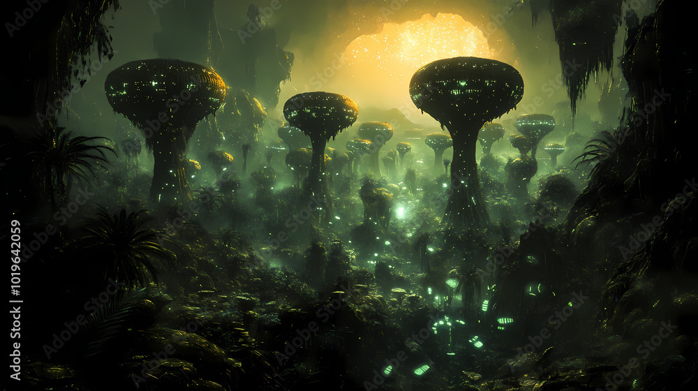 An alien jungle teeming with strange and exotic life, where ...