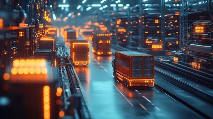 Aufkleber - Transportation and logistics network distribution technology concept Using AI in logistics and supply chain management Planning with real time visibility and control over optimized sup : Generative AI