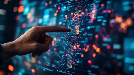 Leinwandbilder - Big data analytics with AI technology Data analyst analyzing and visualizing complex information network with artificial intelligence Machine learning algorithm for business analytics  : Generative AI