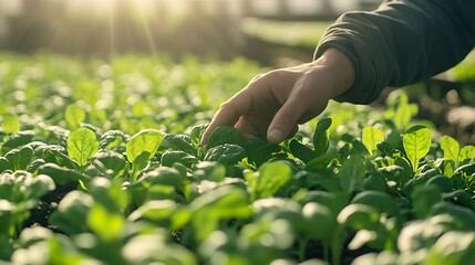 Fototapete - agriculture and modern technology Farmer using smart farming technologies using AI : Generative AI