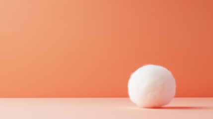 Canvas Print - A fluffy white cotton ball contrasts beautifully on a peach fuzz background, creating a modern, soft aesthetic.