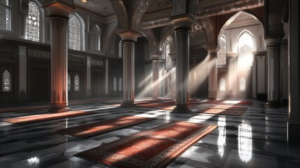 a peaceful moment inside a mosque during ramadan