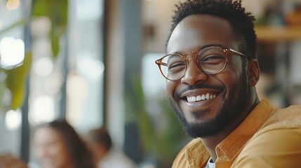 Aufkleber - Man presenter and collaboration with team in office for startup strategy or business planning in New York People diversity and laugh at joke for work technology or online documents for : Generative AI