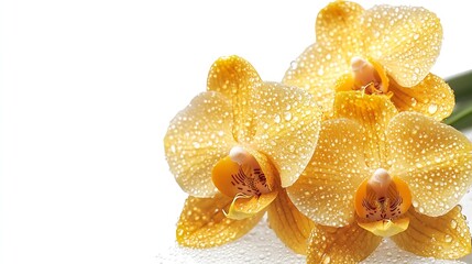 Wall Mural - Vanda Orchids Yellow Orchids isolated on white background with clipping path : Generative AI