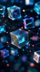 Wall Mural - 3d floating cubes representing data visualization