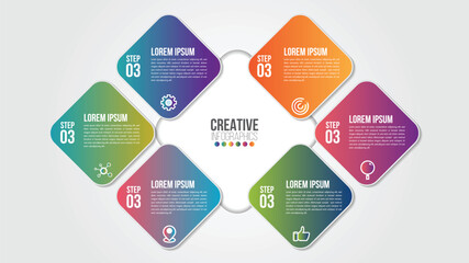 Wall Mural - vector business infographics presentation with 6 steps or options design with icons. can be used pla