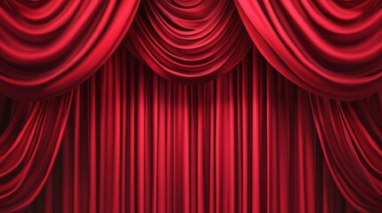 Sticker - A rich red velvet curtain drapes elegantly, suggesting a stage or theatrical setting.