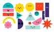 © Din Nasahrudin - Set of Various bright basic Geometric Figures with face emotions. Different shapes. Hand drawn trendy Vector illustration for kids. Cute funny characters. All elements are isolated