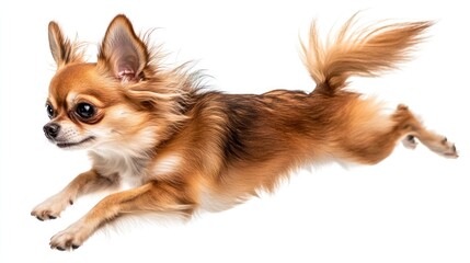 Sticker - A playful Chihuahua in mid-leap, showcasing agility and energy.