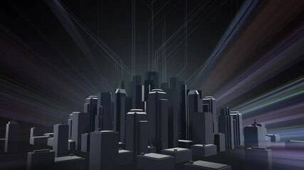 Wall Mural - network city communication technology business cg background