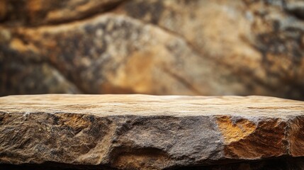 Sticker - A textured stone surface against a blurred rocky background, ideal for presentations or displays.