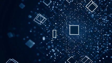 Wall Mural - a dark blue background with small white squares, each featuring one large square in the center and f