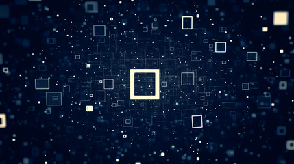 Wall Mural - a dark blue background with small white squares, each featuring one large square in the center and f