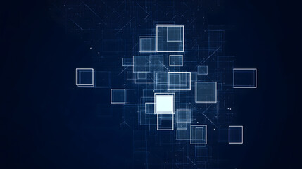 Wall Mural - a dark blue background with small white squares, each featuring one large square in the center and f