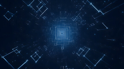 Wall Mural - a dark blue background with small white squares, each featuring one large square in the center and f
