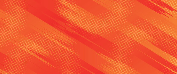 Abstract Sports Background with Orange and Red Gradient Brushstrokes and Halftone Effect