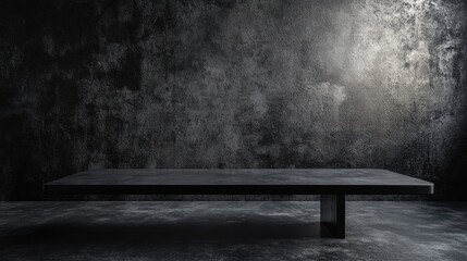 Sticker - A minimalistic black table against a textured wall, creating a modern and elegant ambiance.