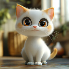 Adorable 3D cat illustration showcasing its playful personality, AI generative..