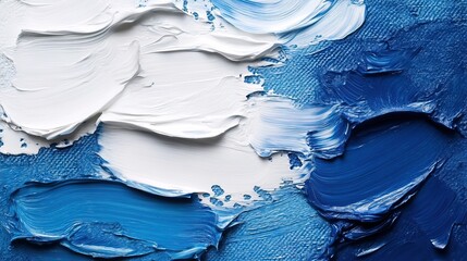 Wall Mural - Blue and white oil paint strokes with texture 