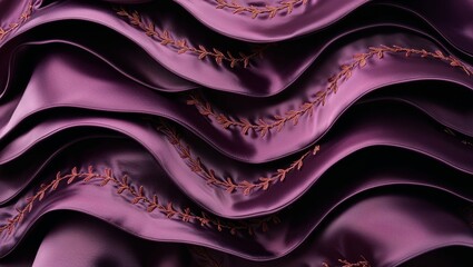 Sticker - Close-up of purple fabric with embroidered floral details.