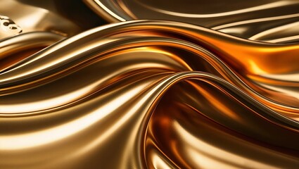 Sticker - Abstract golden waves flow smoothly, creating a luxurious and elegant background.