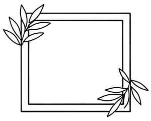 Canvas Print - Square botanical frame element with leaves