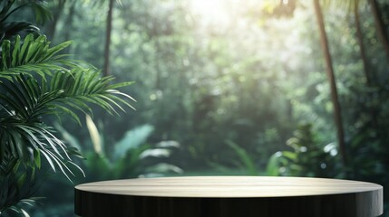 Sticker - Wooden Platform in a Lush Tropical Rainforest