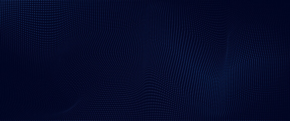 Abstract Waving Particle Technology Background Design. Abstract wave moving dots flow particles, hi-tech and big data background design for brochures,