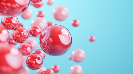Poster - Abstract Composition of Colorful Bubbles Against a Soft Blue Background