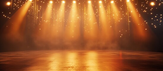 golden stage with spotlight and glitter
