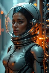 female astronaut in details..