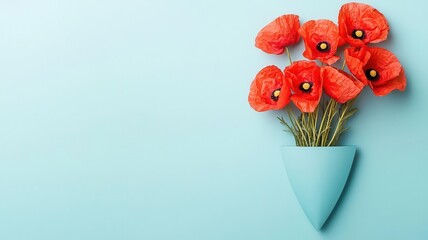 Shield wrapped in poppy flowers, symbolizing remembrance and resilience, shield  flowers, poppy shield