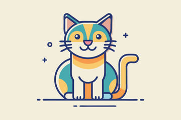 Wall Mural - Cat Icon Line With Fill Design Vector art Illustration