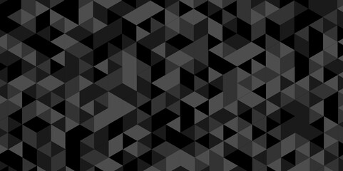 Vector minimal abstract black and gray  triangular, low polygon cube square mosaic pattern. digital grid light pattern black and gray color Polygon triangle banner, business and corporate background	
