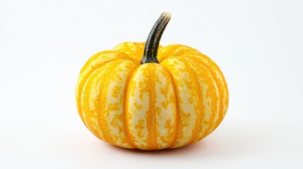 Sticker - autumn decoration with small round yellow and orange pumpkin on white background