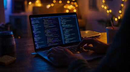 A programmer works on their laptop, writing code to build and improve apps and websites. They test their work on mobile phones and use programming languages to write the instructions for the software.
