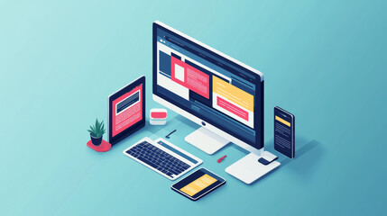 Wall Mural - building websites that work on computers, tablets, and phones. the design adjusts to fit different s