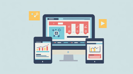 Wall Mural - building websites that work on computers, tablets, and phones. the design adjusts to fit different s