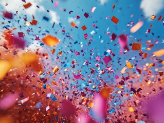 Confetti  explosion vibrant colors motion blur celebration