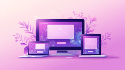 Designing websites that work well on different devices like computers, tablets, and phones.Creating a user-friendly layout for each screen size.  Illustrating the idea of web technology with a banner.