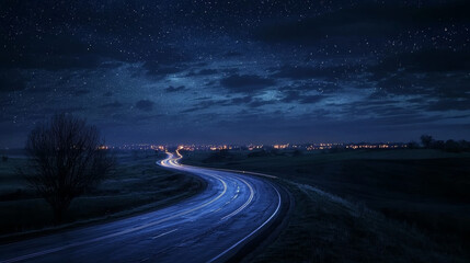 “Midnight Horizon: Highway of Unwavering Strength”