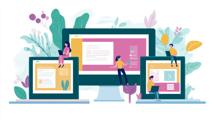 Wall Mural - designing websites that work well on different devices like laptops, tablets, and phones. this means