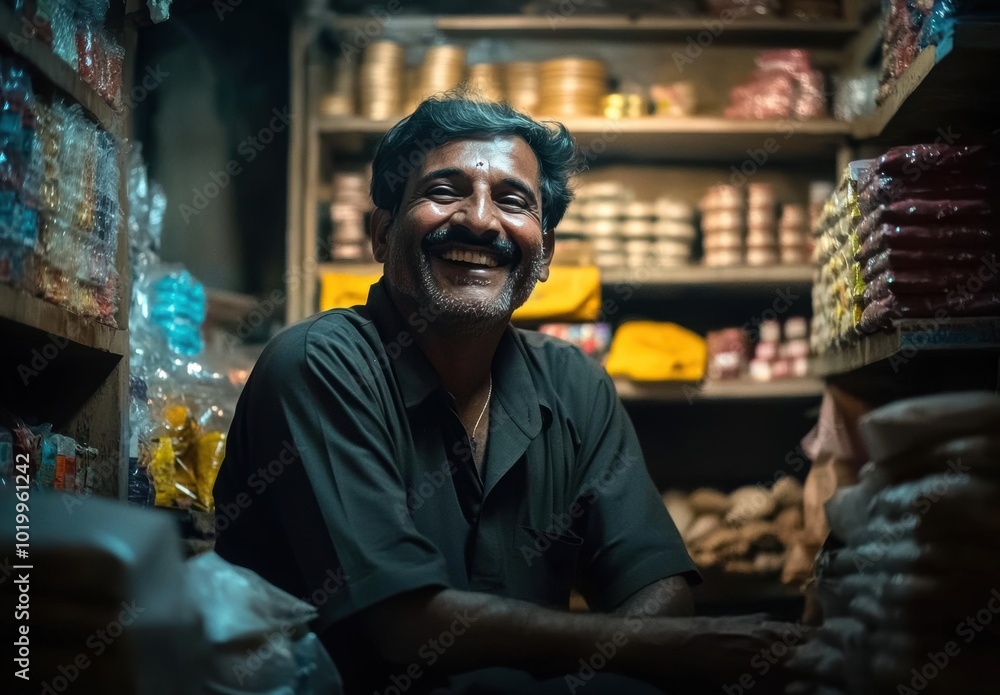 Smiling Shopkeeper. Stock Illustration | Adobe Stock