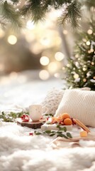 Poster - A cup of coffee sitting on top of a snow covered ground