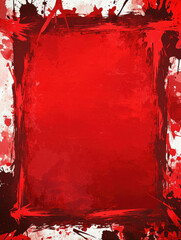 Canvas Print - Distressed red background with red and black splattered edges.