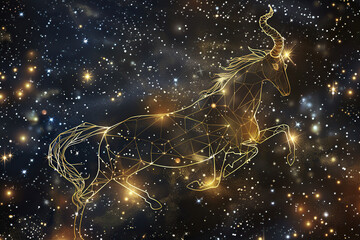 Astrological composition with concept of Horse zodiac sign symbol