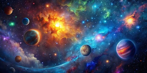 Wall Mural - stunning cosmic space background for desktop use featuring stars, nebulae, and galactic elements