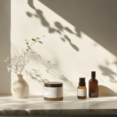 Wall Mural - Skincare Products Mockup.