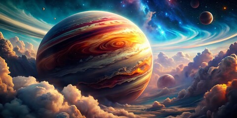Wall Mural - stunning gas giant texture featuring swirling clouds and vibrant colors for space themed projects